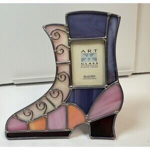Art Glass Handmade Photo Frame Stain Glass Boot Shoe Shape Frame